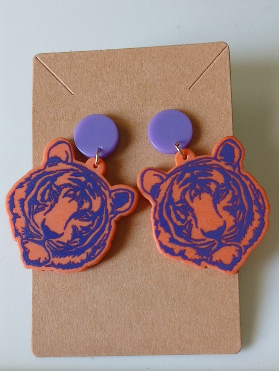 Fashion Jewelry Jewelry - Fashion Jewelry Purple and Orange Tiger Drop Earrings